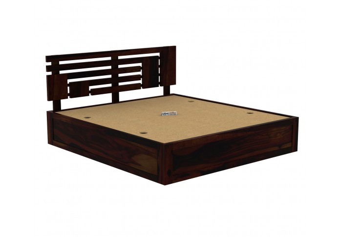 Berlin Wooden Bed With Box Storage (Queen Size, Walnut Finish)