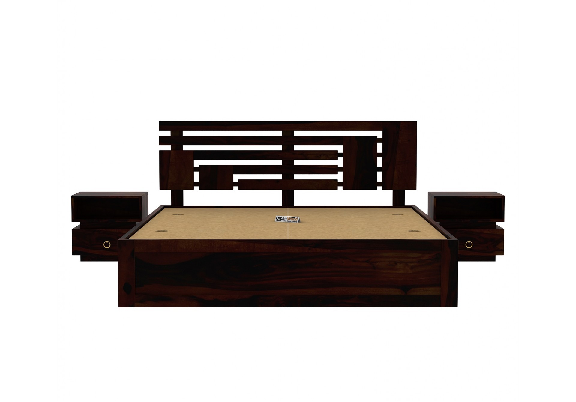 Berlin Wooden Bed With Box Storage (Queen Size, Walnut Finish)