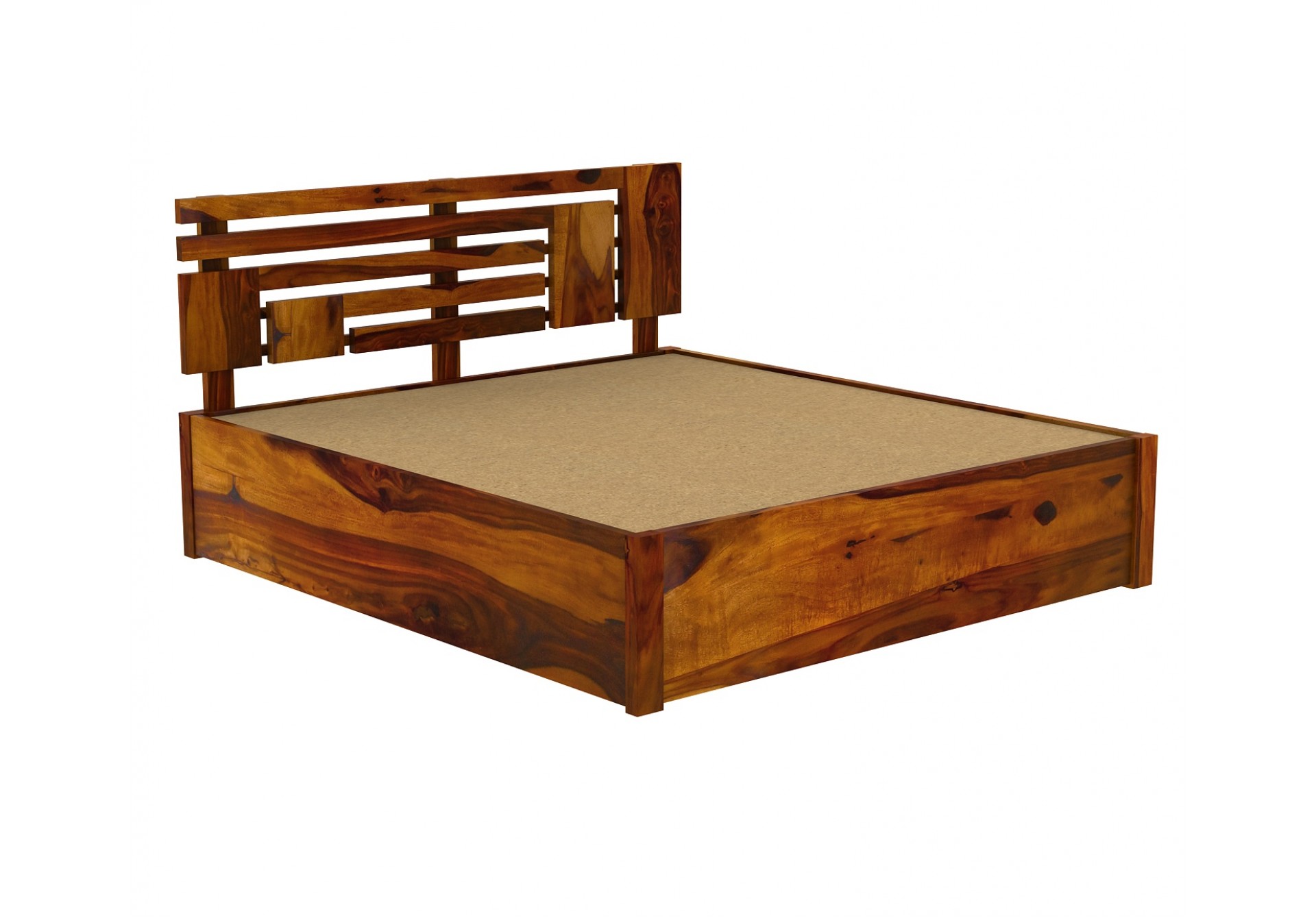 Berlin Wooden Hydraulic Bed  (King Size, Honey Finish)