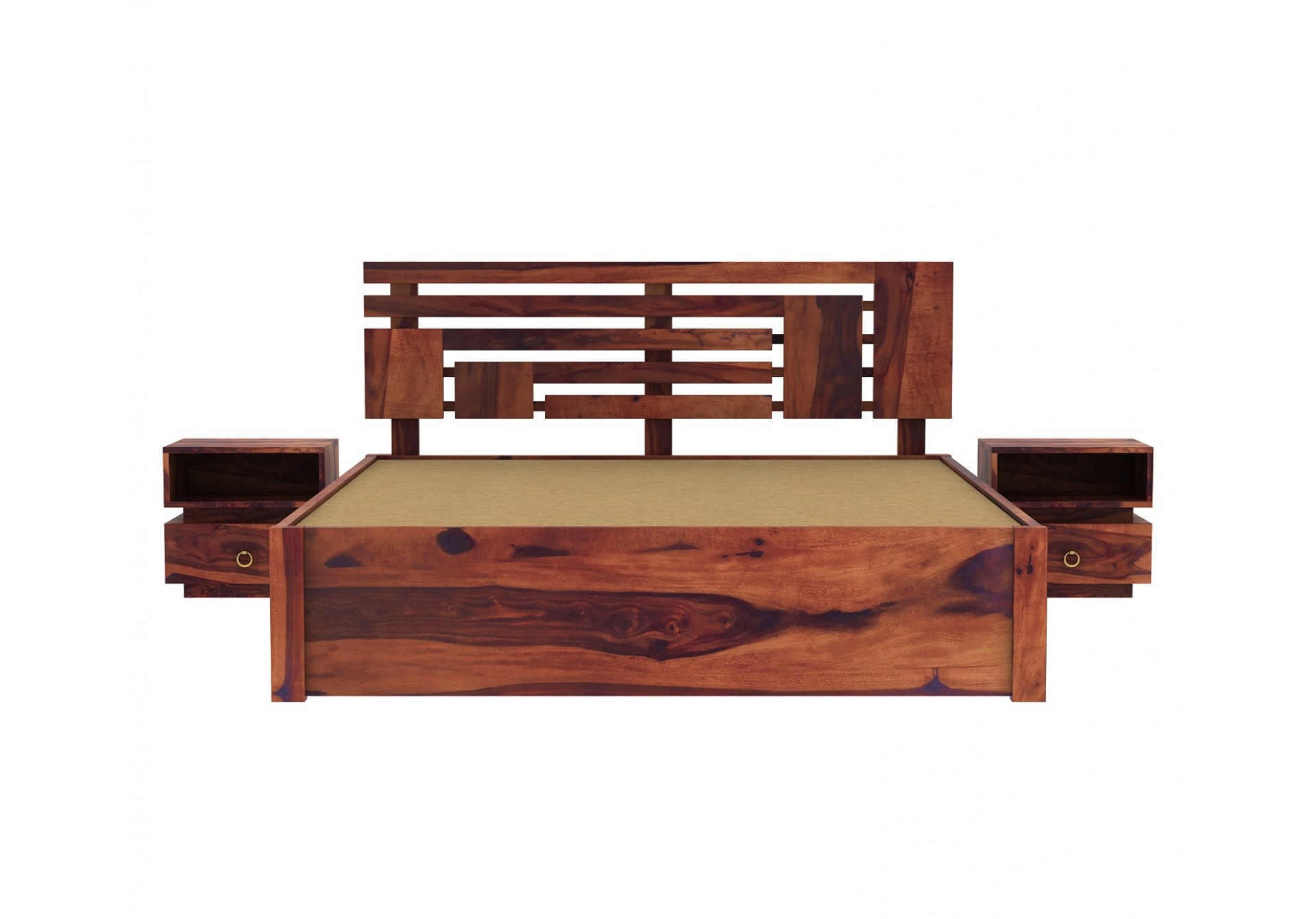 Berlin Wooden Hydraulic Bed  (Queen Size, Teak Finish)