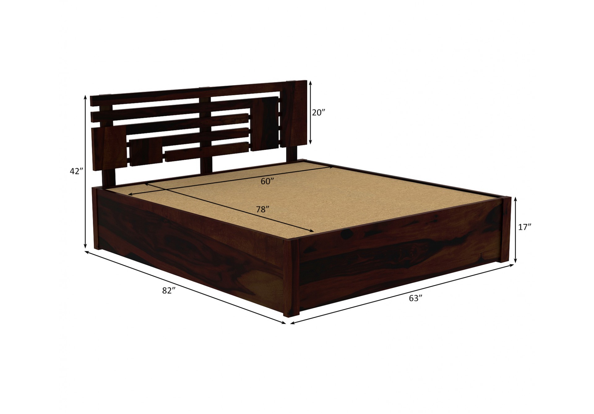 Berlin Wooden Hydraulic Bed  (Queen Size, Walnut Finish)