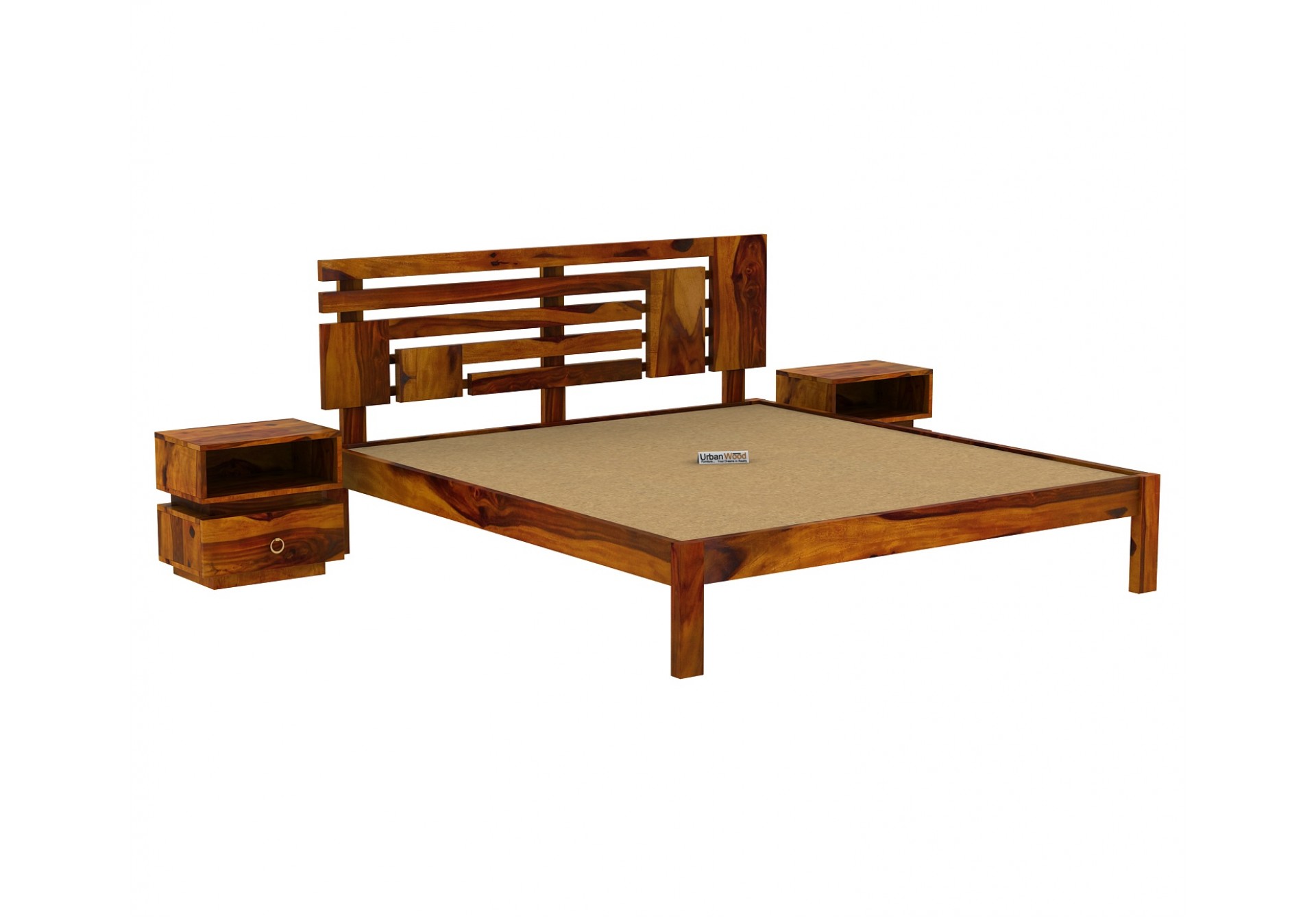 Berlin  Wooden Bed Without storage (King Size, Honey Finish)