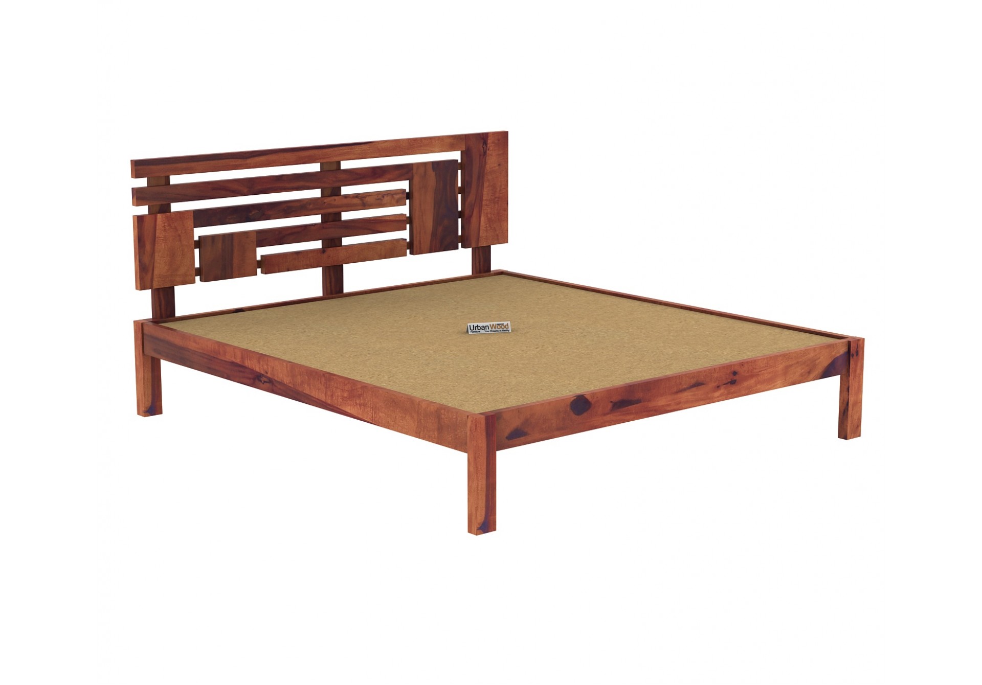Berlin  Wooden Bed Without storage (King Size, Teak Finish)