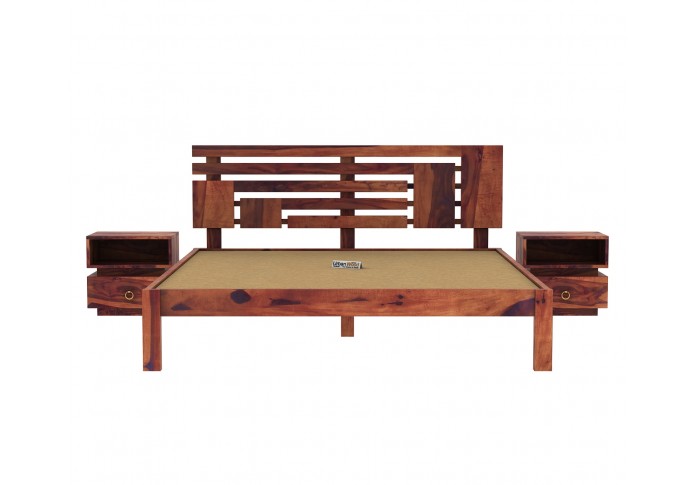 Berlin  Wooden Bed Without storage (Queen Size, Teak Finish)