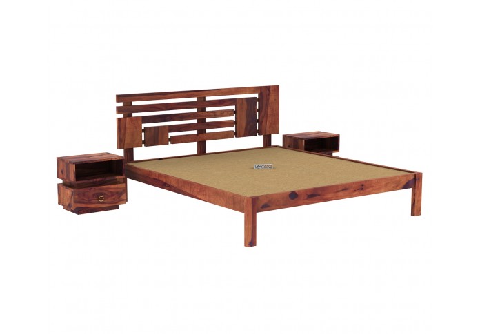 Berlin  Wooden Bed Without storage (Queen Size, Teak Finish)