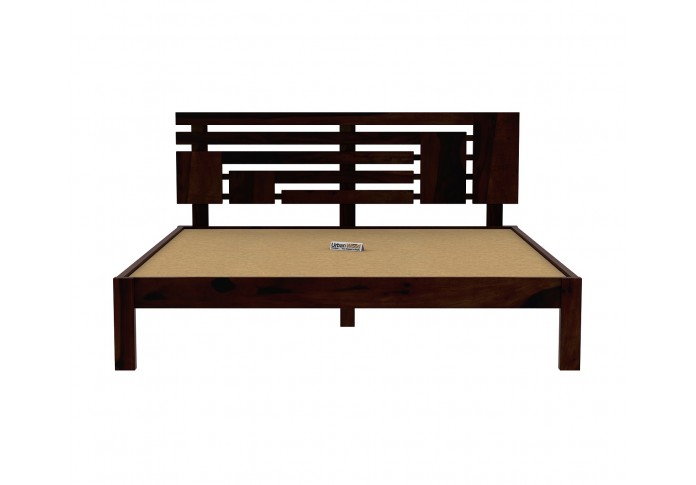 Berlin  Wooden Bed Without storage (Queen Size, Walnut Finish)