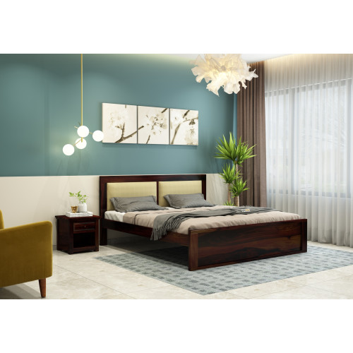 Harris Bed Without Storage ( Queen Size, Walnut Finish )