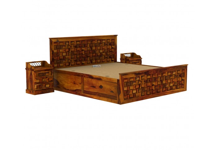 Hover Bed with Box Storage ( King Size, Honey Finish )