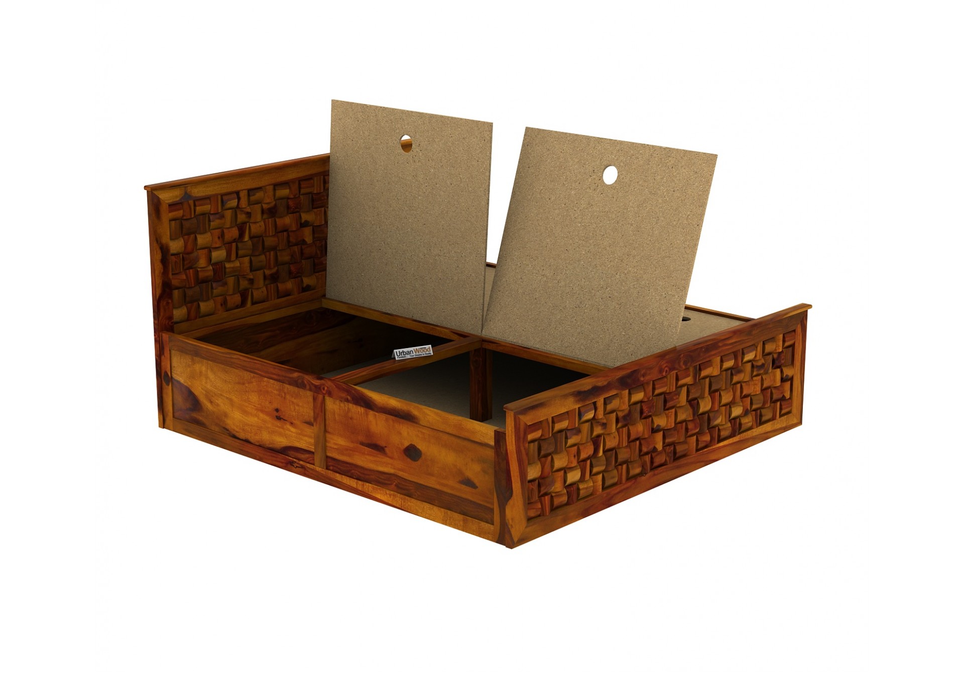 Hover Bed with Box Storage ( King Size, Honey Finish )