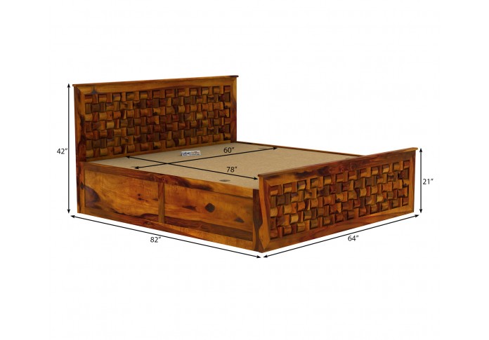 Hover Bed with Box Storage ( Queen Size, Honey Finish )