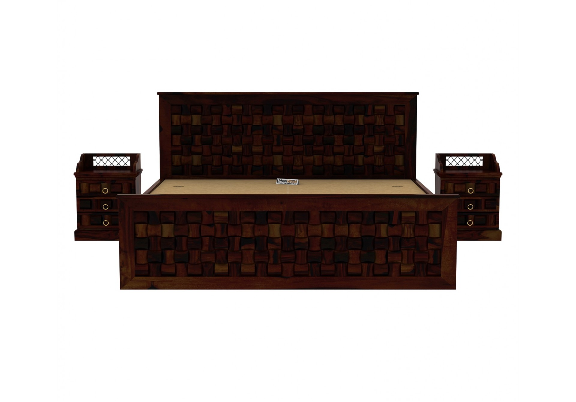 Hover Bed with Box Storage ( Queen Size, Walnut Finish )