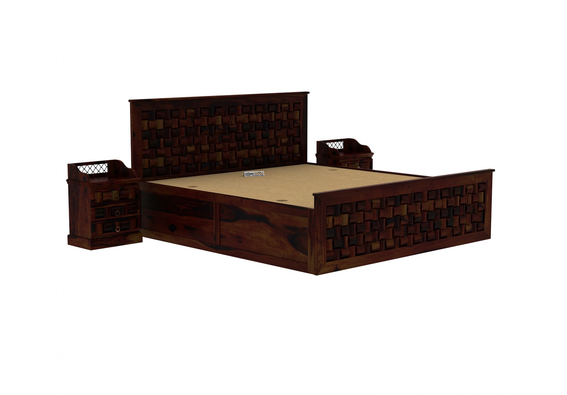 Hover Bed with Box Storage ( King Size, Walnut Finish )