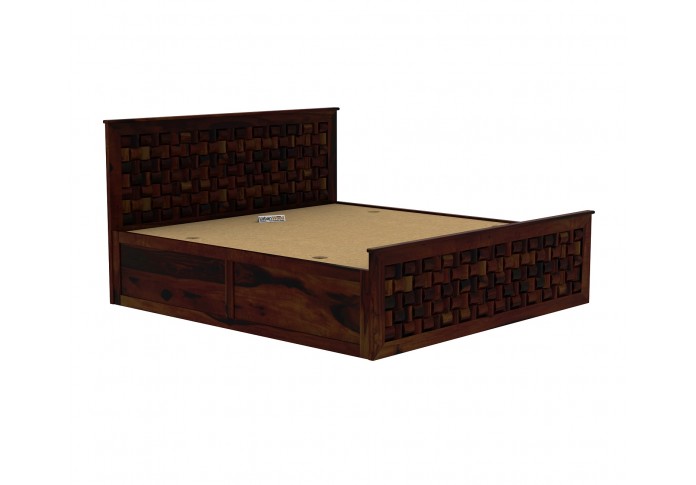 Hover Bed with Box Storage ( Queen Size, Walnut Finish )