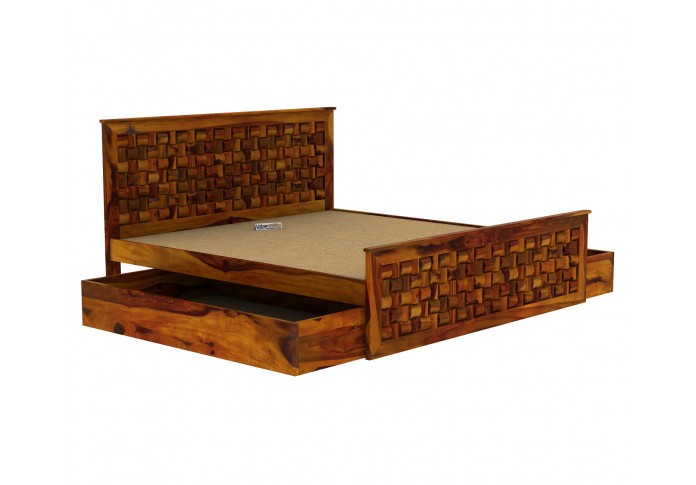 Hover Bed with Drawer Storage ( King Size, Honey Finish )