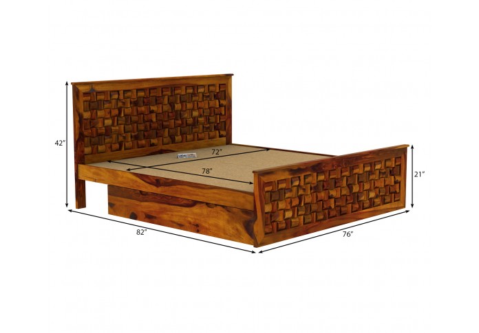 Hover Bed with Drawer Storage ( King Size, Honey Finish )