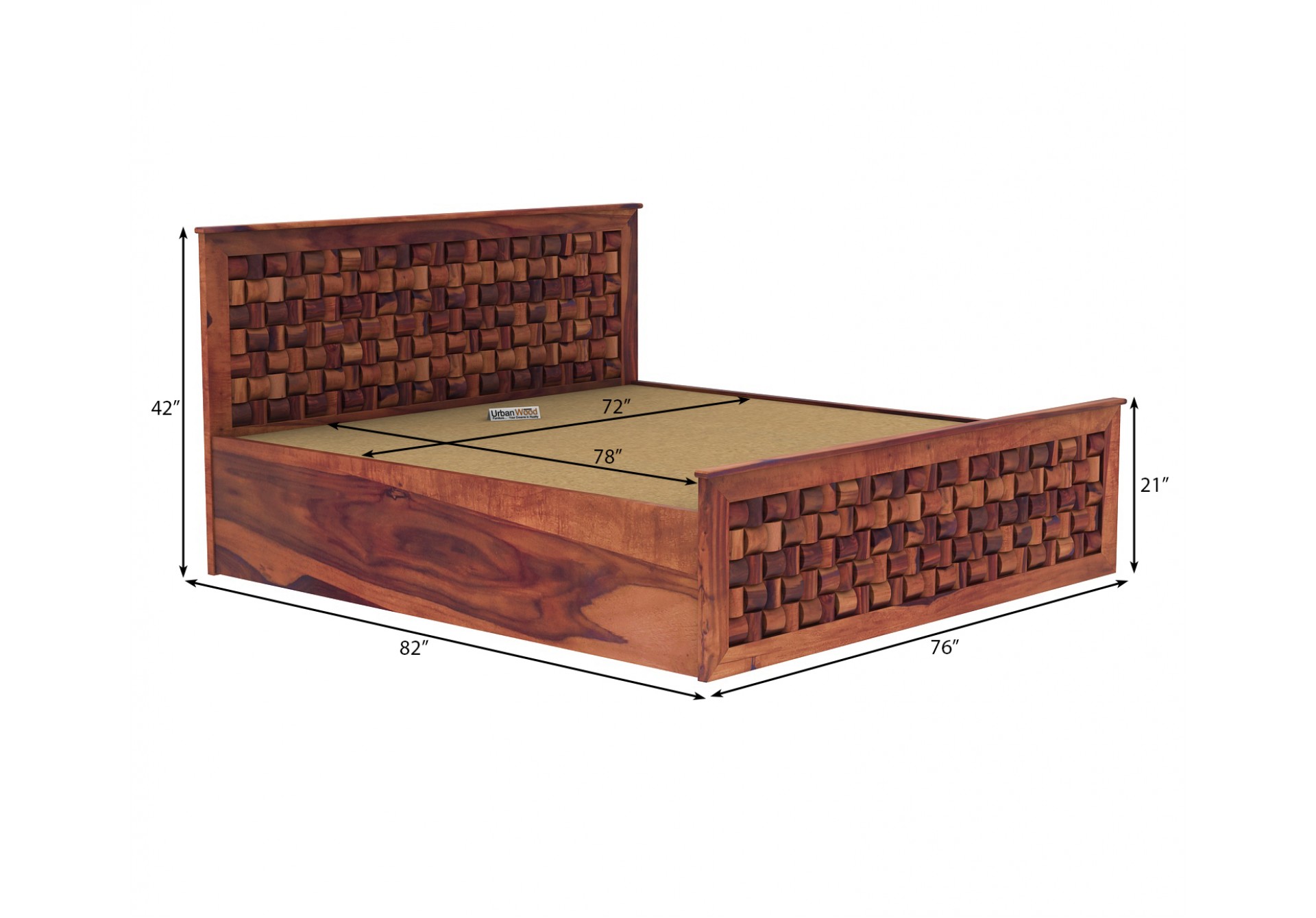 Hover Bed with Hydraulic Storage ( King Size, Teak Finish )