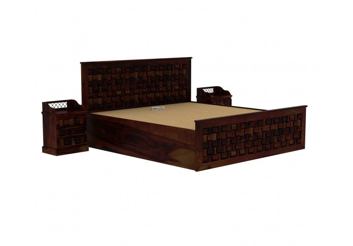 Hover Bed with Hydraulic Storage ( King Size, Walnut Finish )