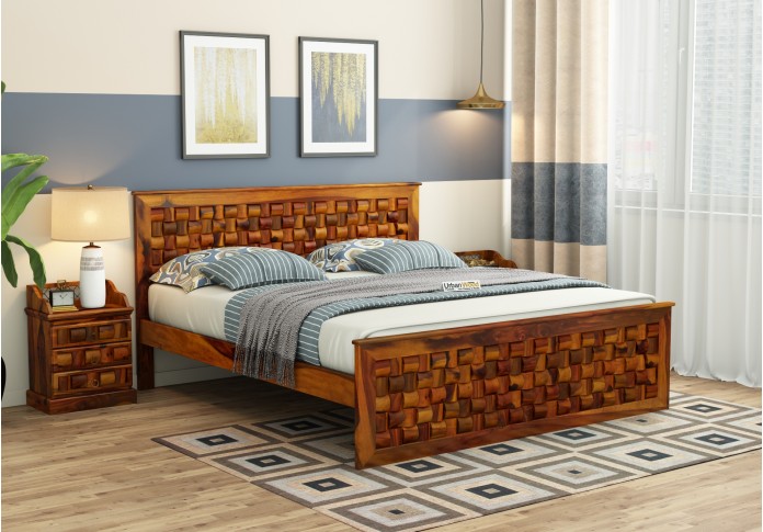 Hover Bed Without Storage ( King Size, Honey Finish )