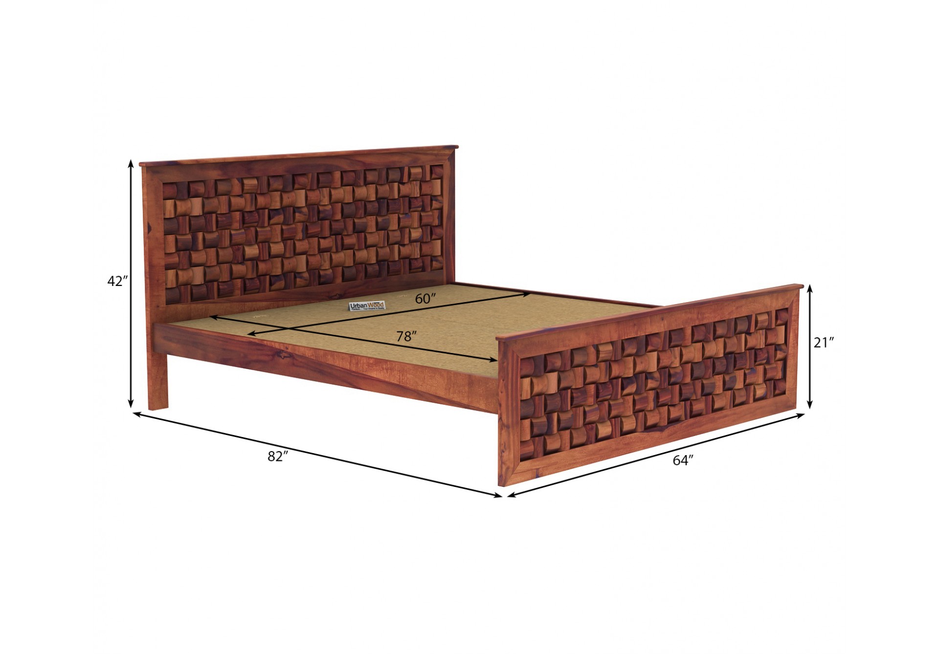 Hover Bed Without Storage ( Queen Size, Teak Finish )
