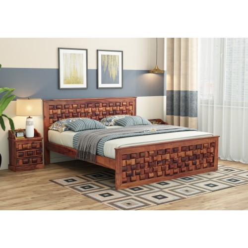 Hover Bed Without Storage ( Queen Size, Teak Finish )