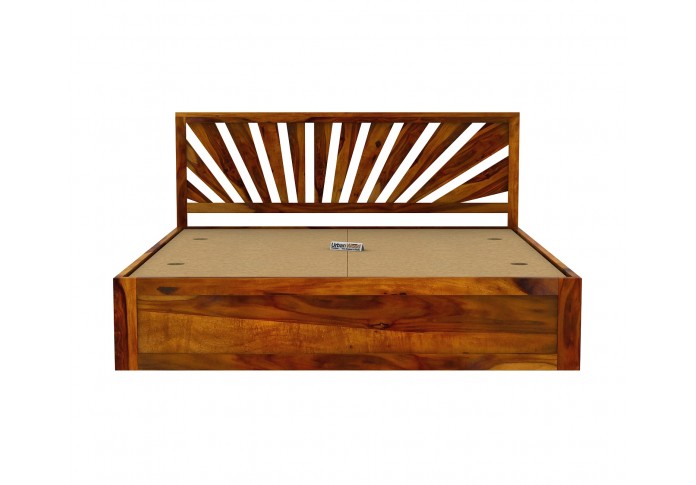 Jerry Wooden Bed With Box Storage Queen Size ( Honey Finish )