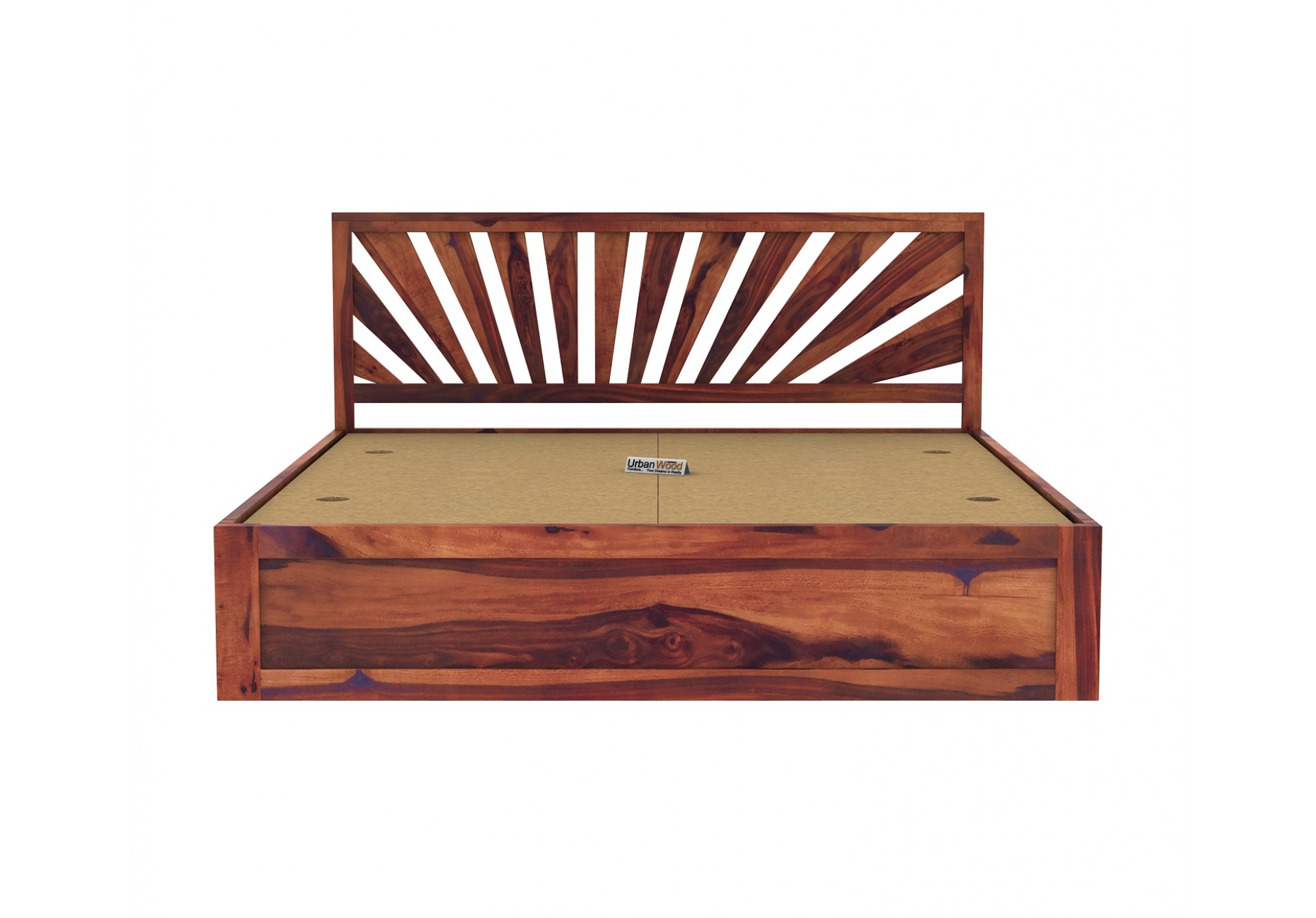 Jerry Wooden Bed With Box Storage Queen Size ( Teak Finish )