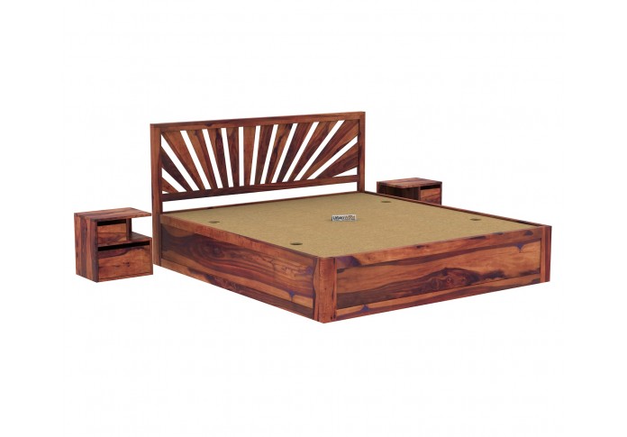Jerry Wooden Bed With Box Storage King Size ( Teak Finish )
