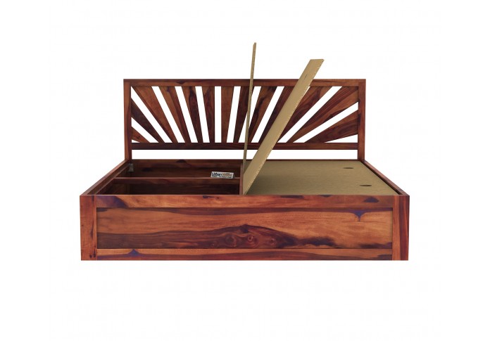 Jerry Wooden Bed With Box Storage Queen Size ( Teak Finish )