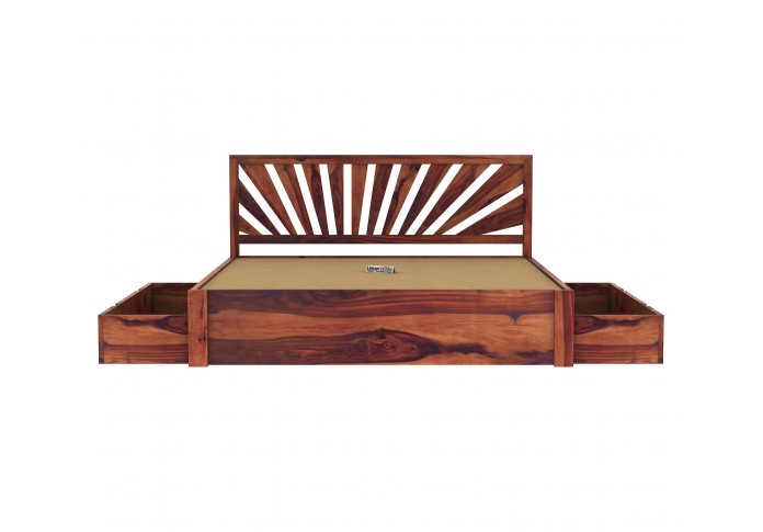 Jerry Wooden Bed With Drawer Storage King Size (Teak Finish)
