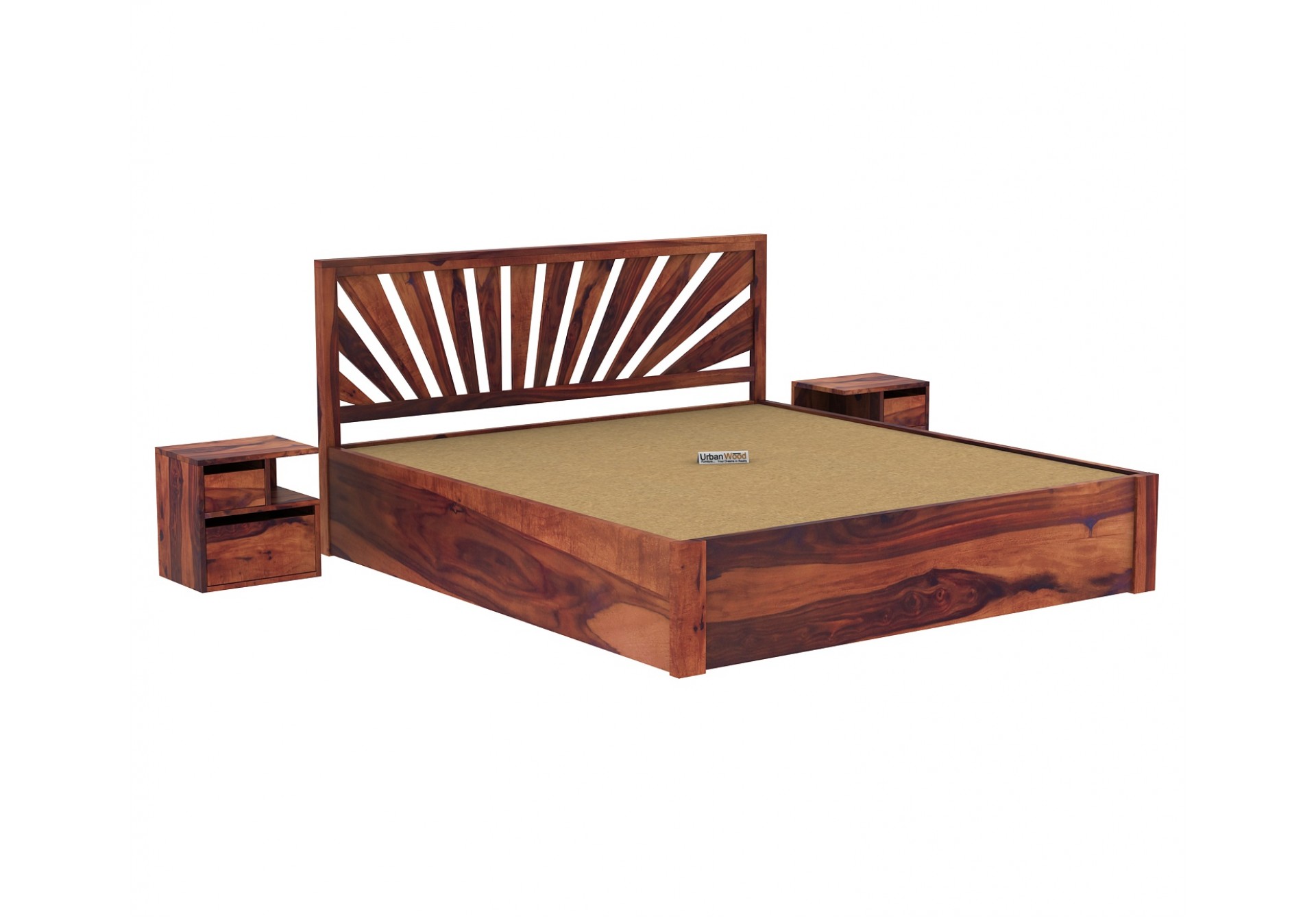 Jerry Wooden Hydraulic Bed King Size (Teak Finish)