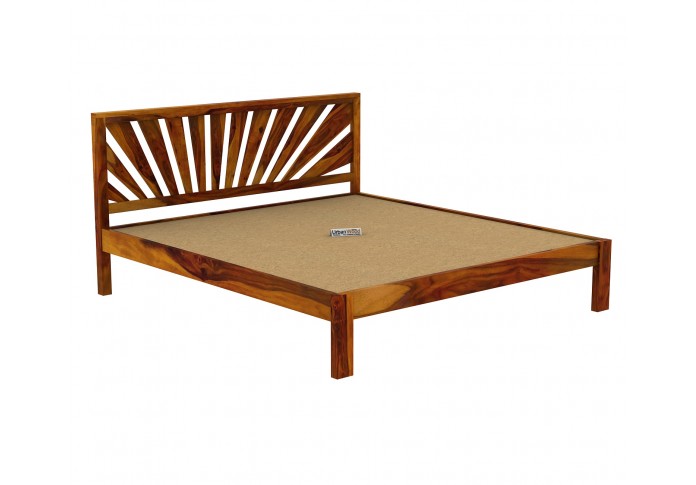 Jerry Wooden Bed Without storage Queen Size (Honey Finish)