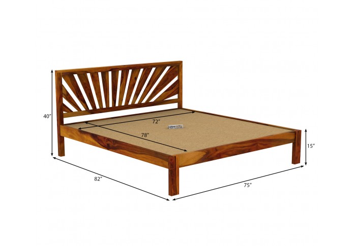 Jerry Wooden Bed Without storage King Size (Honey Finish)