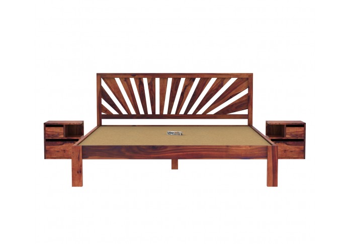 Jerry Wooden Bed Without storage Queen Size (Teak Finish)