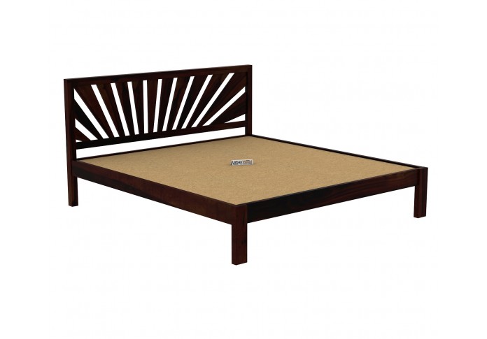 Jerry Wooden Bed Without storage Queen Size (Walnut Finish)