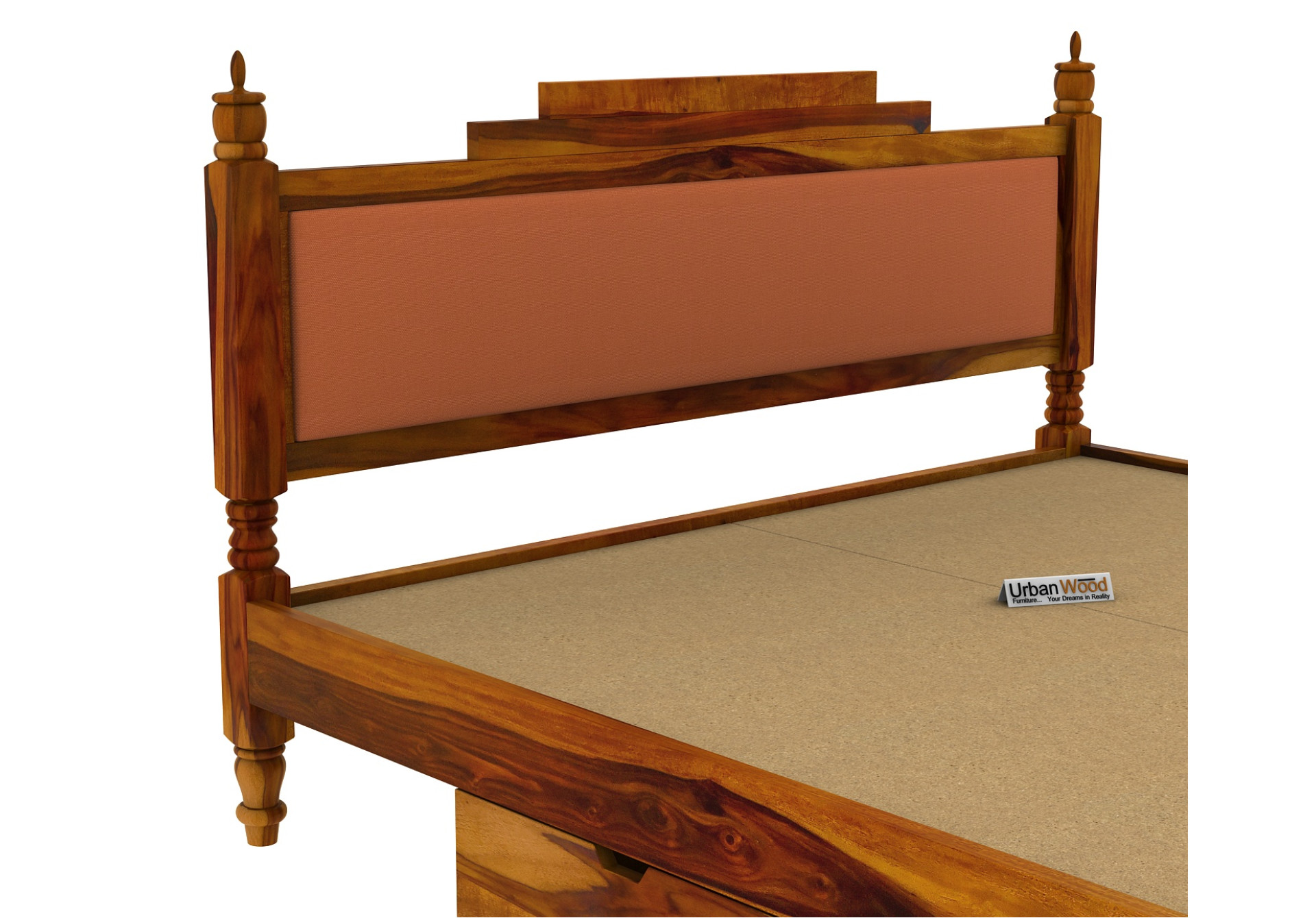 Jodhpuri Drawer Storage Bed (King Size, Honey Finish)