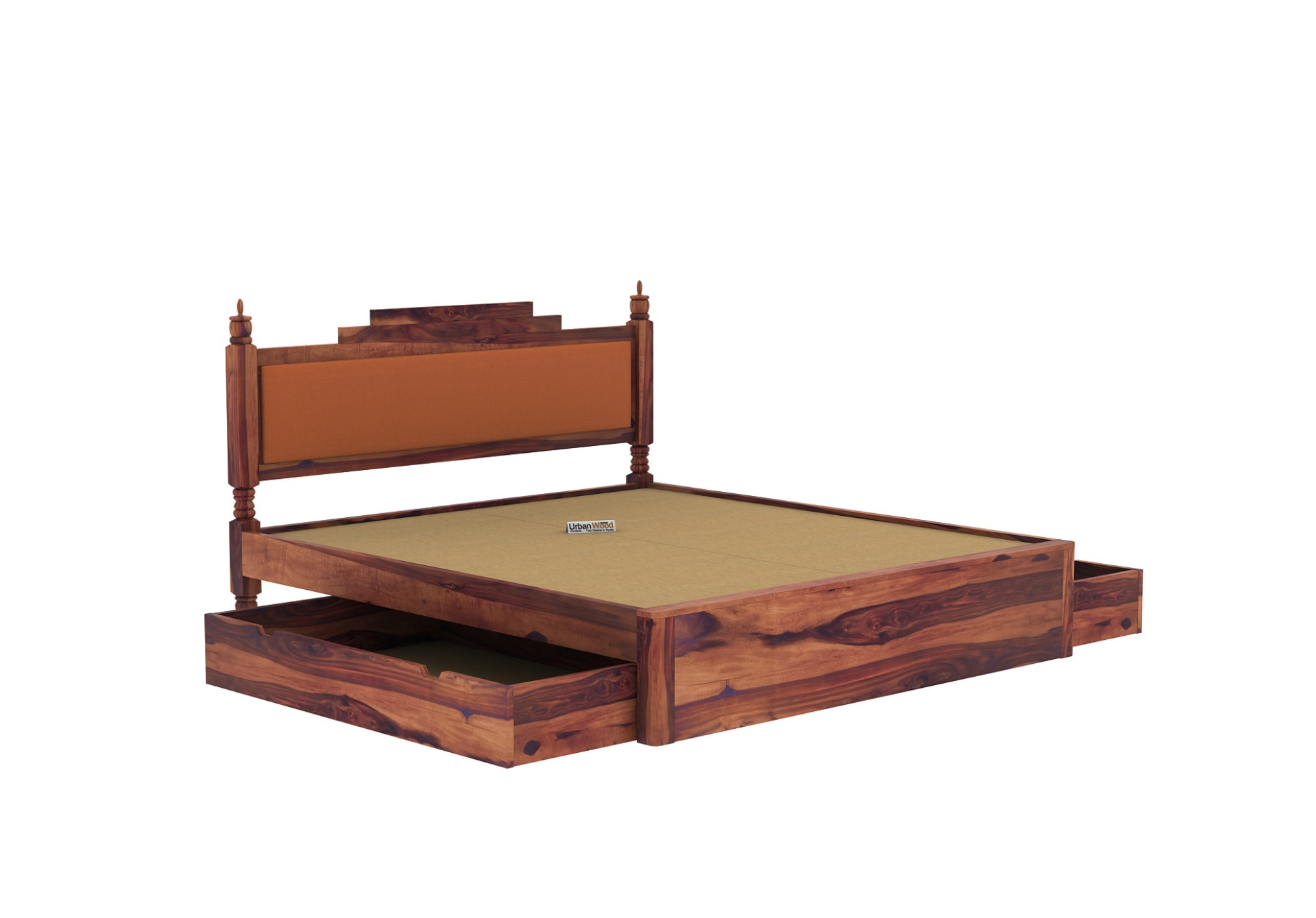 Jodhpuri Drawer Storage Bed (Queen Size, Teak Finish)