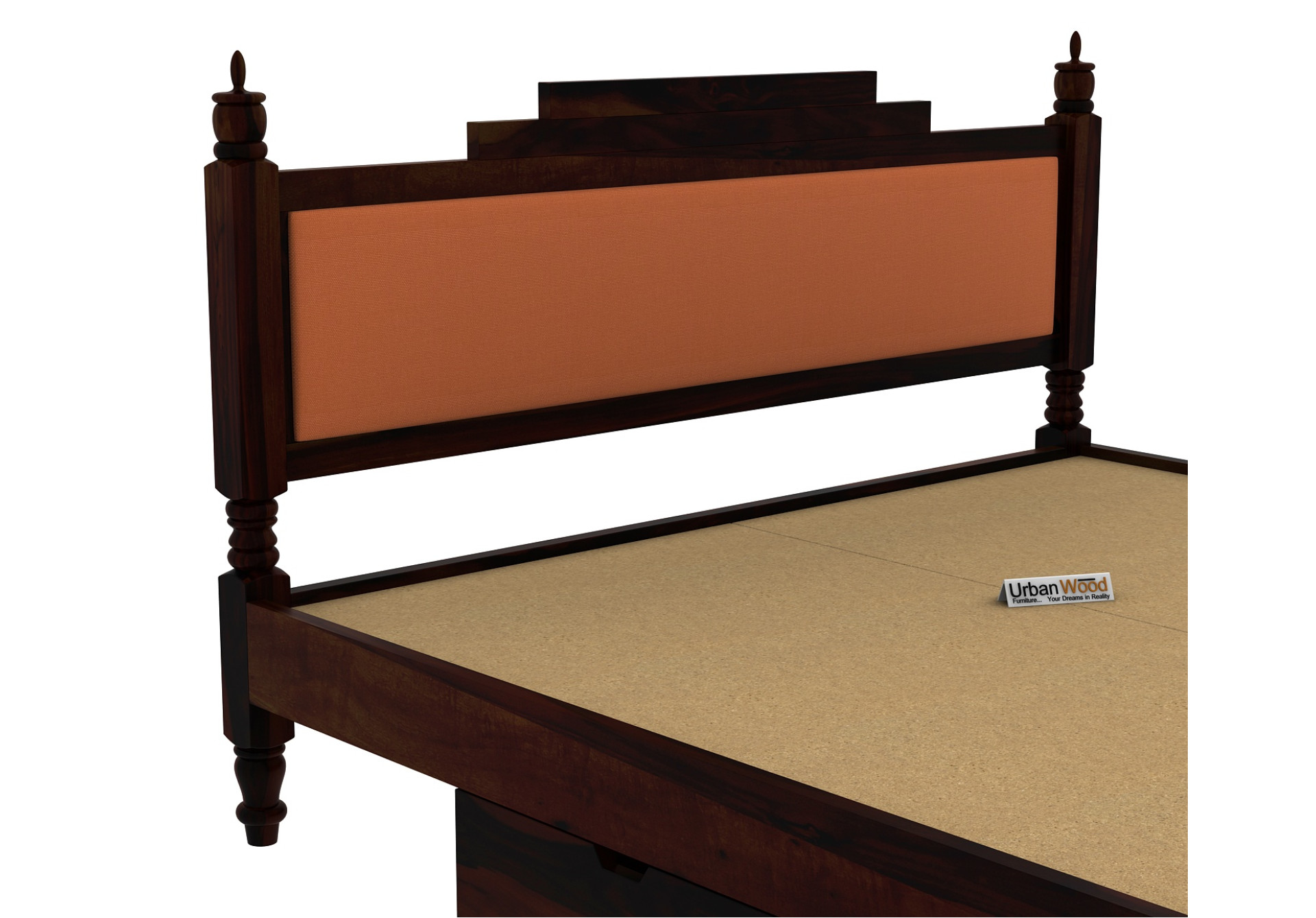 Jodhpuri Drawer Storage Bed (Queen Size, Walnut Finish)