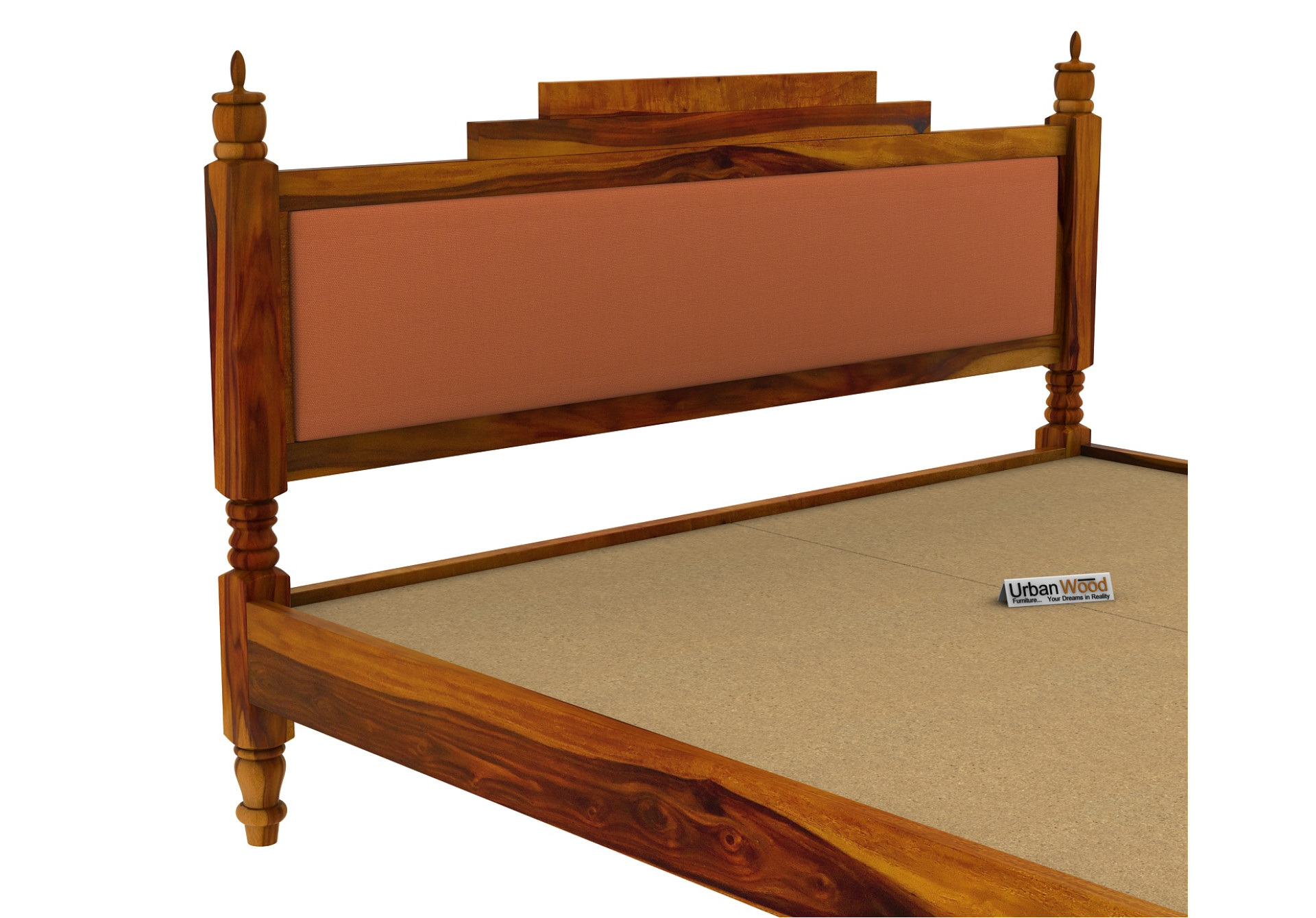 Jodhpuri Without Storage Bed (King Size, Honey Finish)