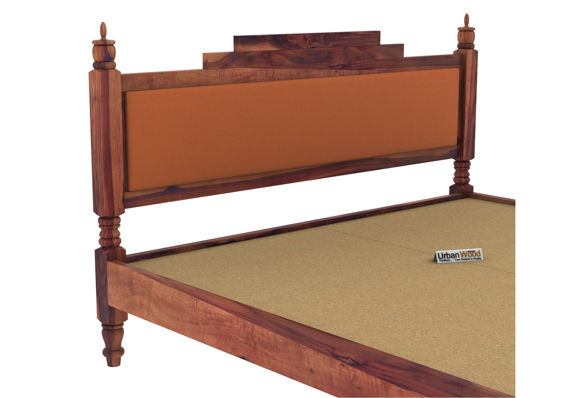Jodhpuri Without Storage Bed (Queen Size, Teak Finish)