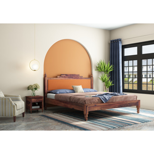 Jodhpuri Without Storage Bed (King Size, Teak Finish)