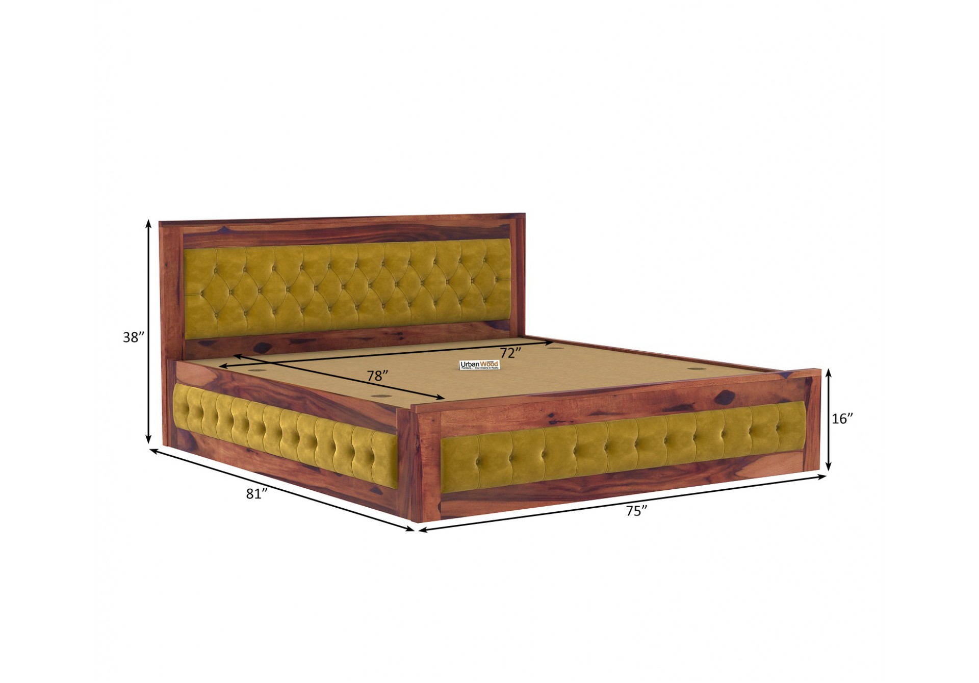 Jolly Wooden Bed with Box Storage ( King Size, Teak Finish )
