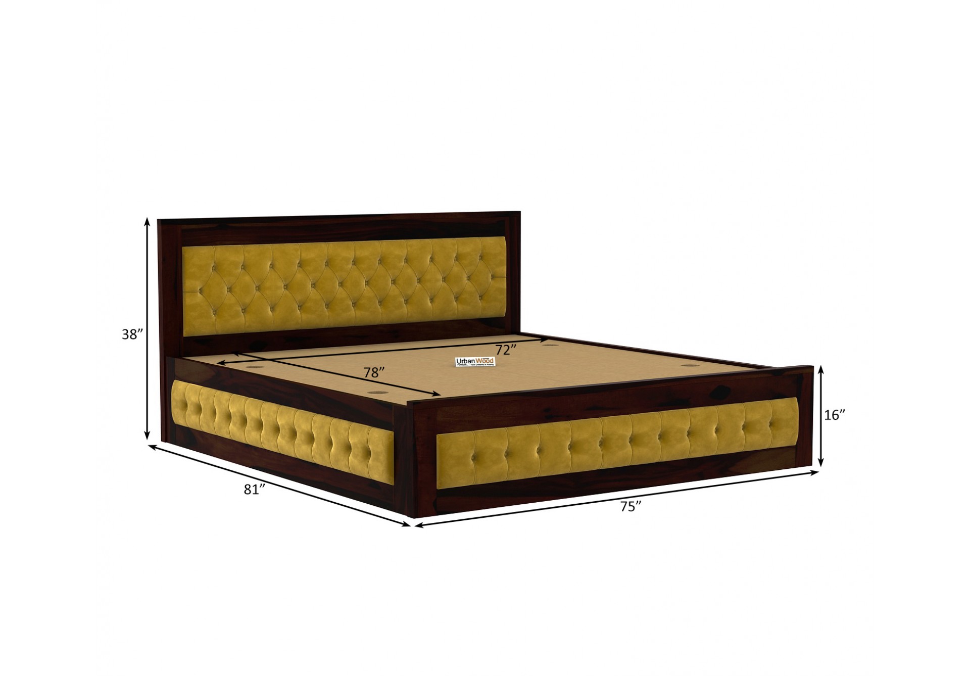 Jolly Wooden Bed with Box Storage ( King Size, Walnut Finish )