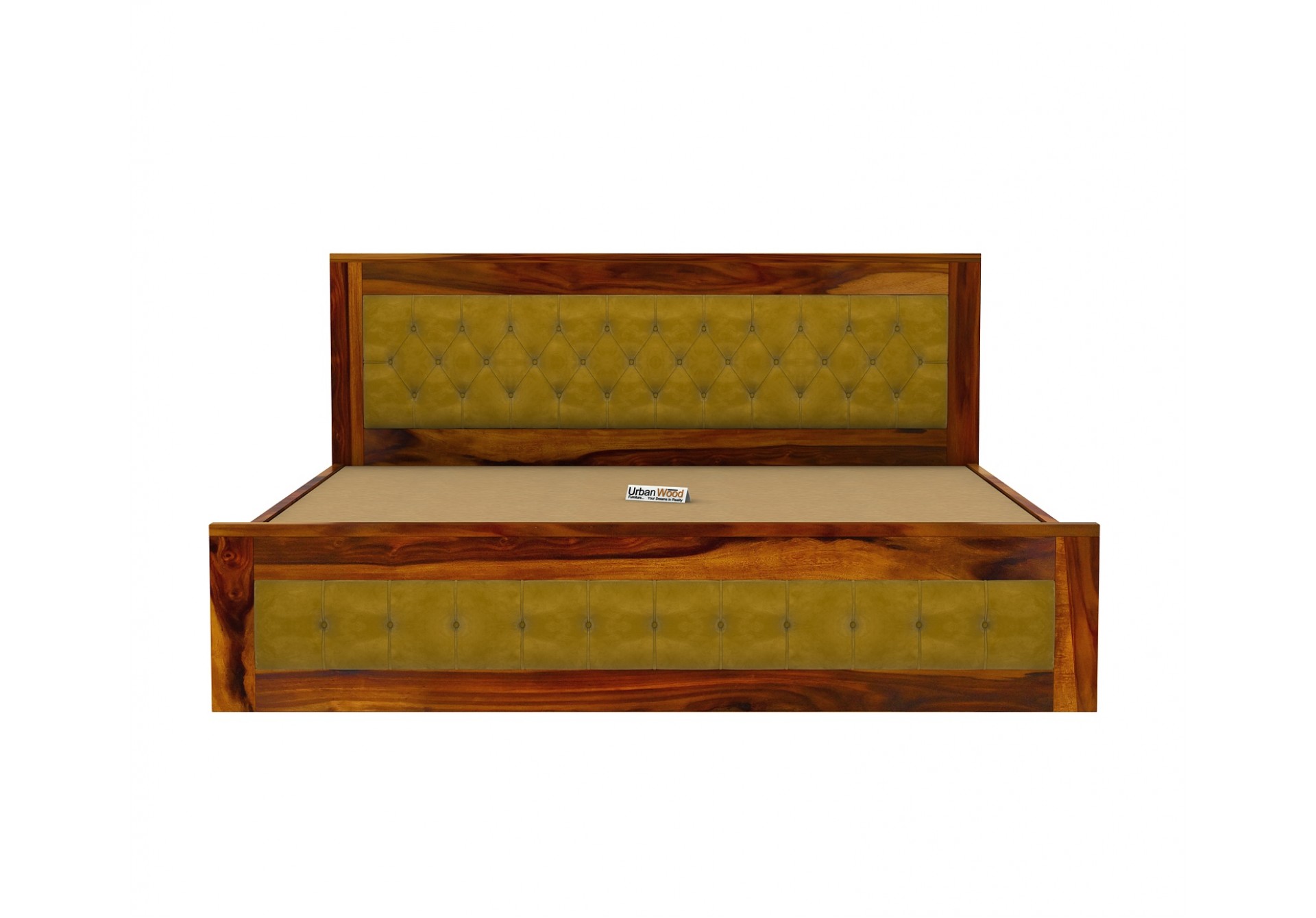 Jolly Wooden Bed with Drawer Storage ( Queen Size, Honey Finish )