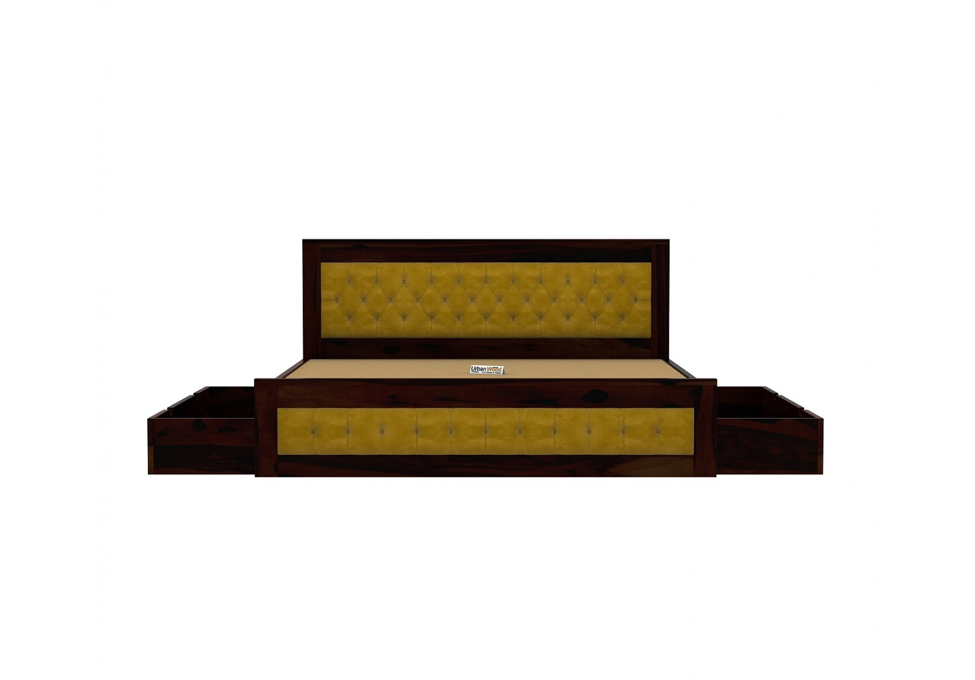 Jolly Wooden Bed with Drawer Storage ( Queen Size, Walnut Finish )