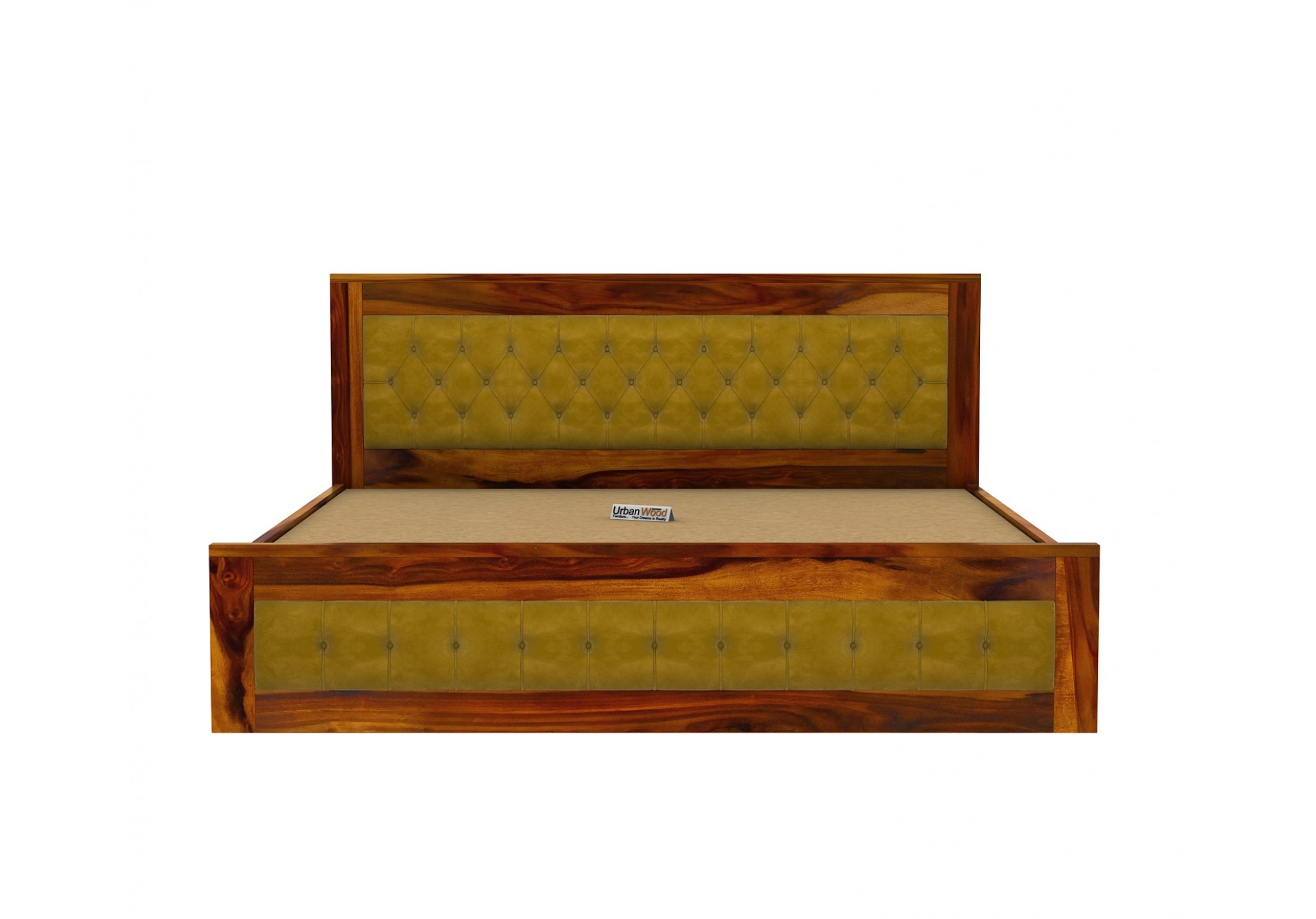 Jolly Wooden Bed Hydraulic Storage ( Queen Size, Honey Finish )