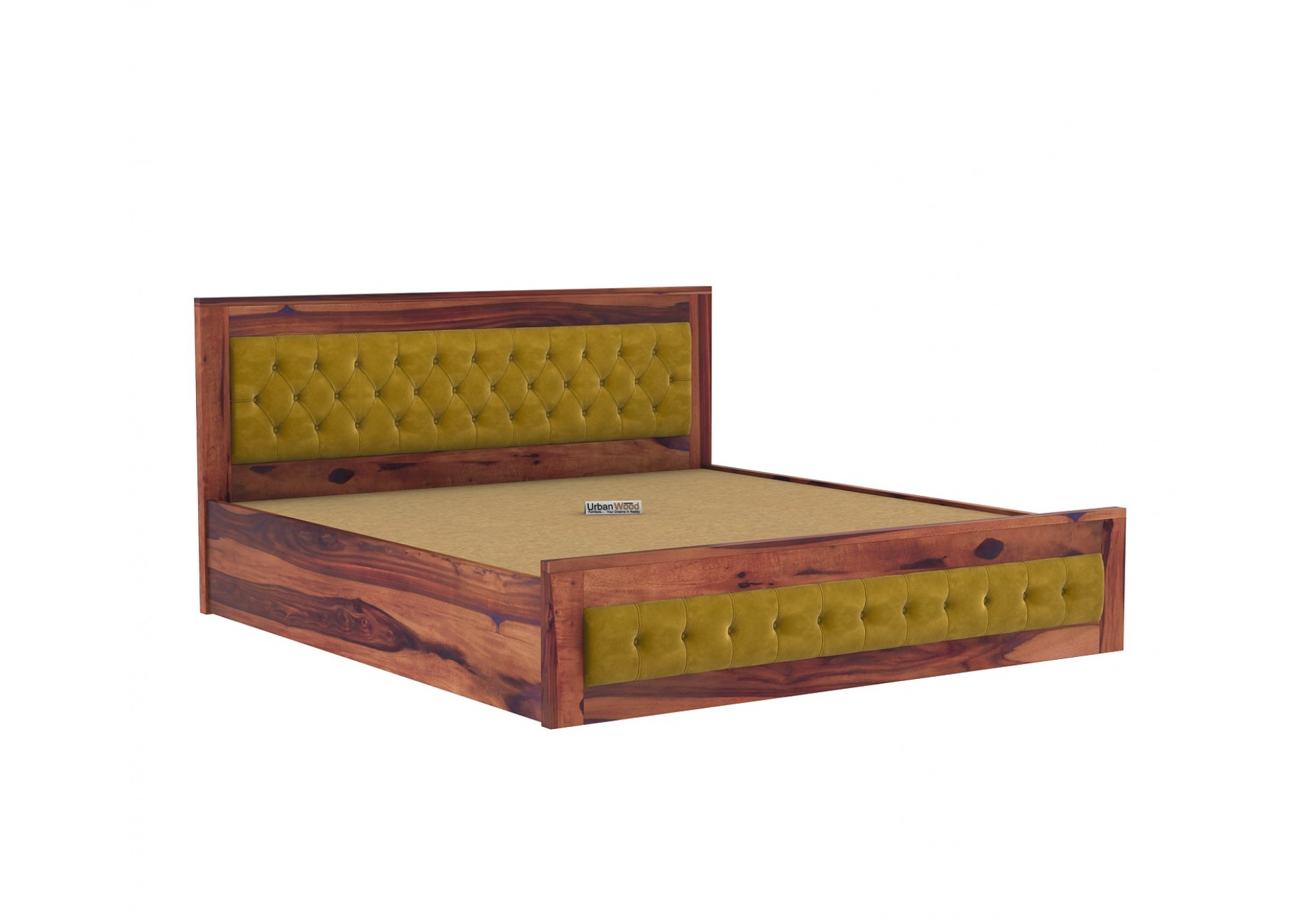 Jolly Wooden Bed Hydraulic Storage ( King Size, Teak Finish )