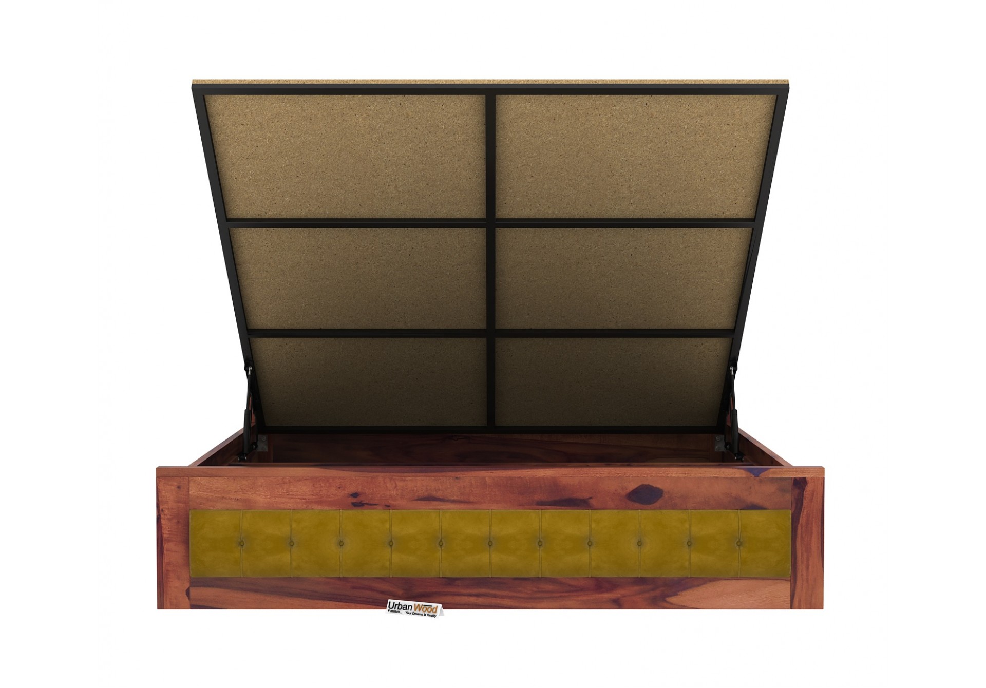 Jolly Wooden Bed Hydraulic Storage ( Queen Size, Teak Finish )