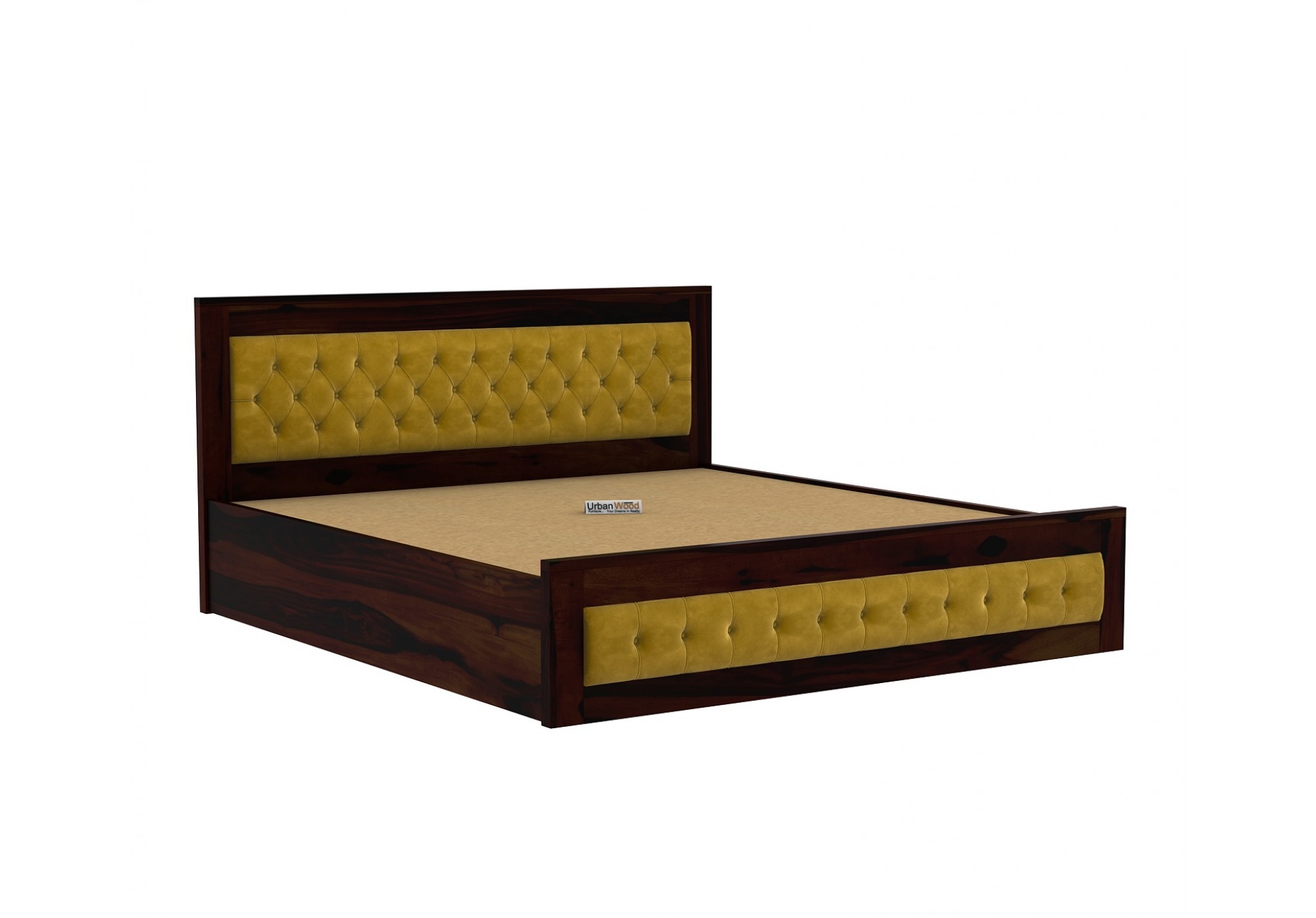 Jolly Wooden Bed Hydraulic Storage ( King Size, Walnut Finish )