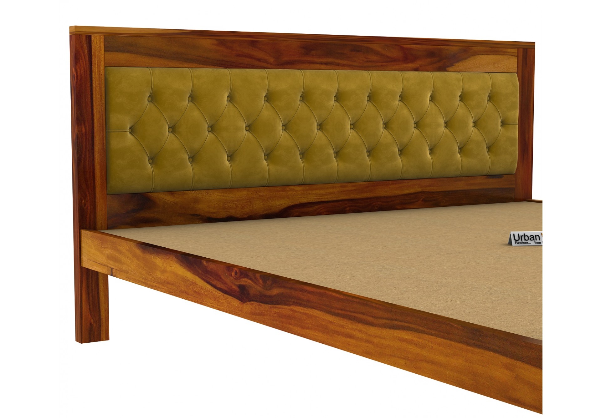 Jolly Wooden Bed without Storage ( Queen Size, Honey Finish )