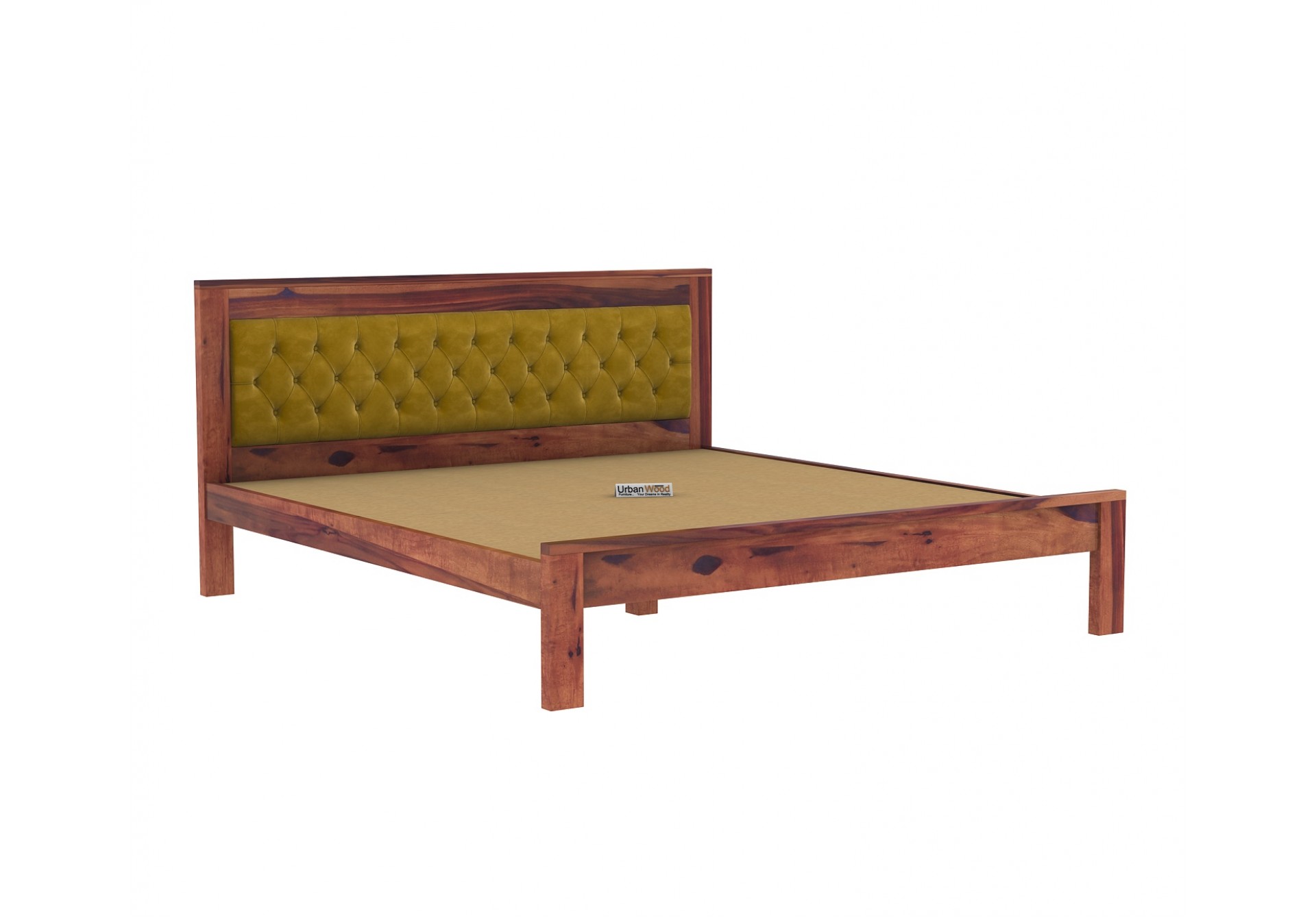 Jolly Wooden Bed without Storage ( Queen Size, Teak Finish )